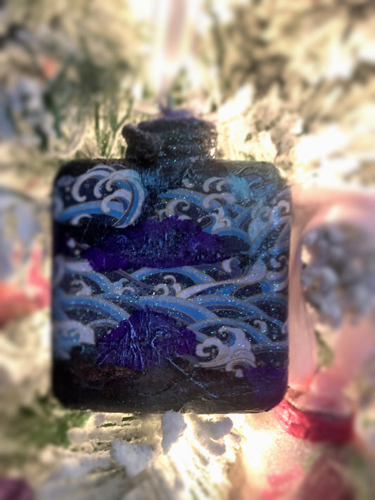 Blue and Violet Abstract Wave Ornament