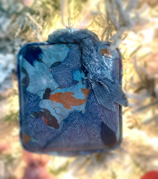 All About the Blues: Upcycled Denim and Koi Ornament